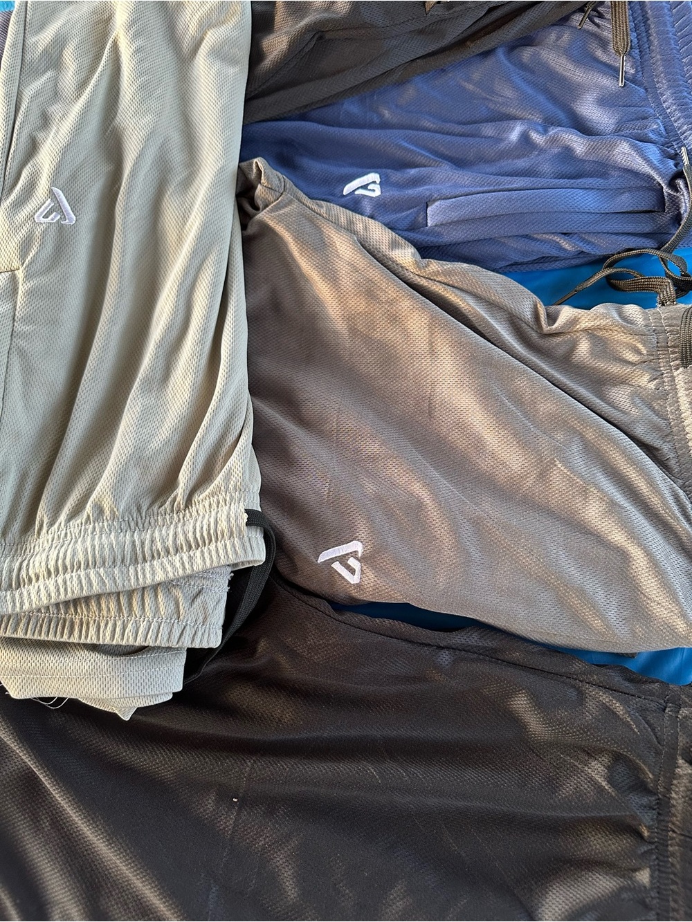 Athletic Shorts with Triangle Logo - Blue, Tan, Gray, Black